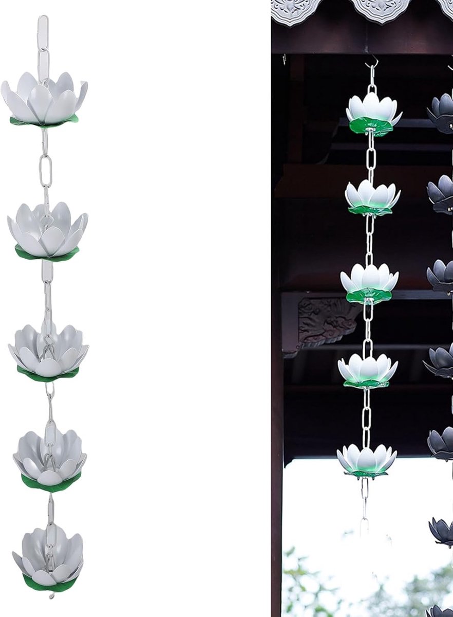 Regenketting - Watergeleider - Daken Afwateren - Stabiele Aluminium Constructie - 110 cm - Wit