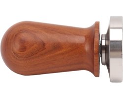 Koffiestamper - Koffie aandrukker - Espresso bereiden - Roestvrijstalen basis - 51 mm - Houtkleurig