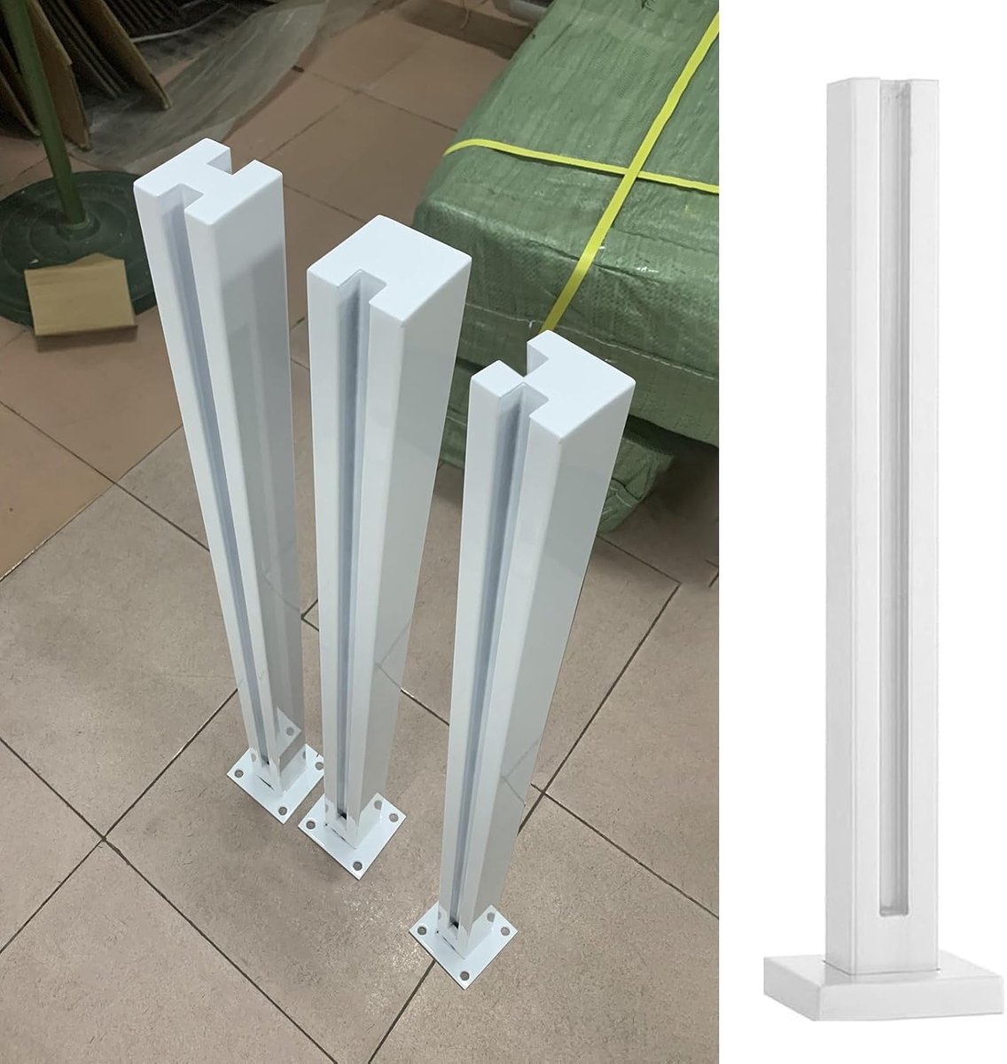 Leuningpalen Glas - Glasklem Balustrade - Terras Afschermen - Roestvrij Staal 304 - 10mm of 12mm Glas - Wit