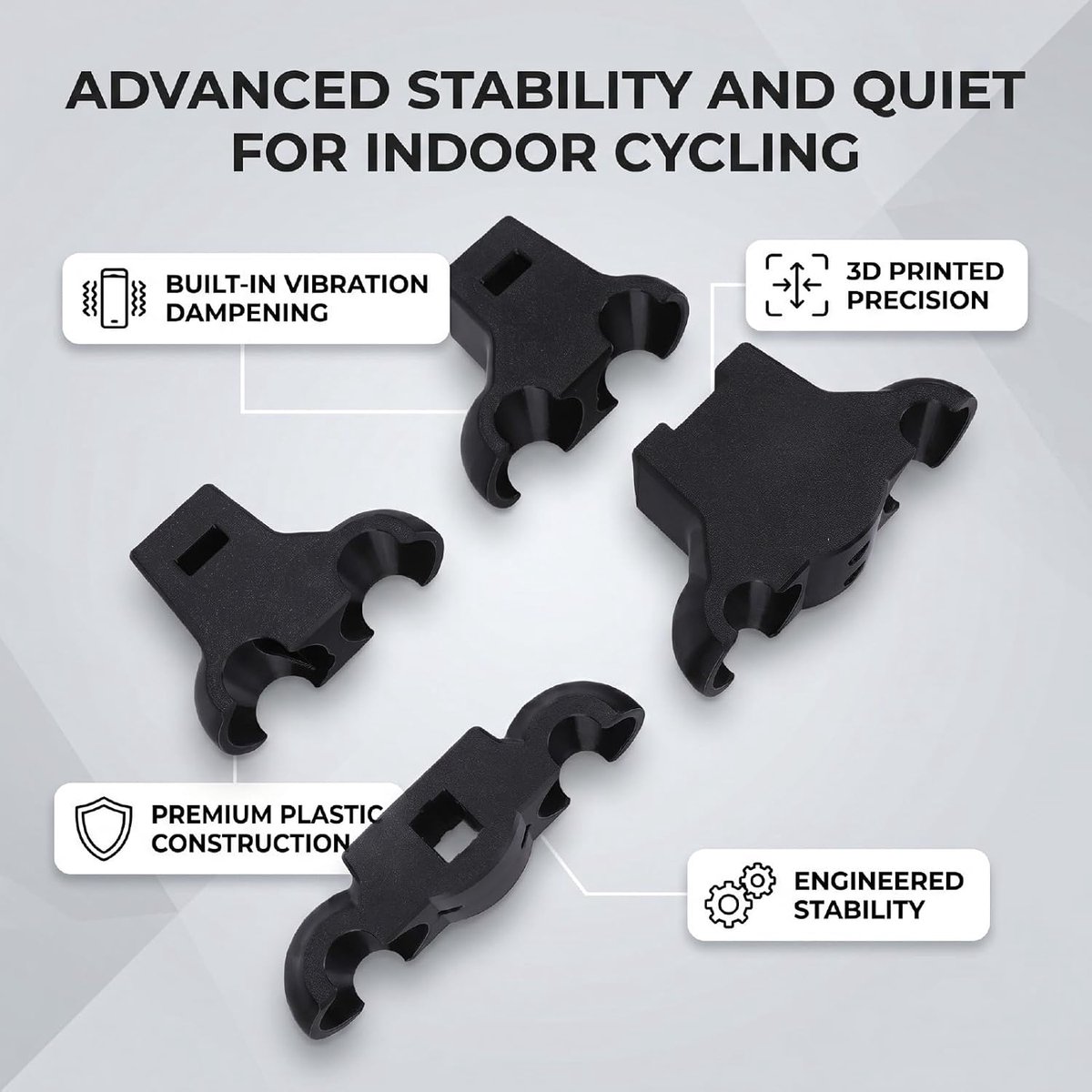 Fietstrainer Rockers - Basis set - Indoor Cycling - Trillingsdempend ontwerp - Set van 4 - Zwart