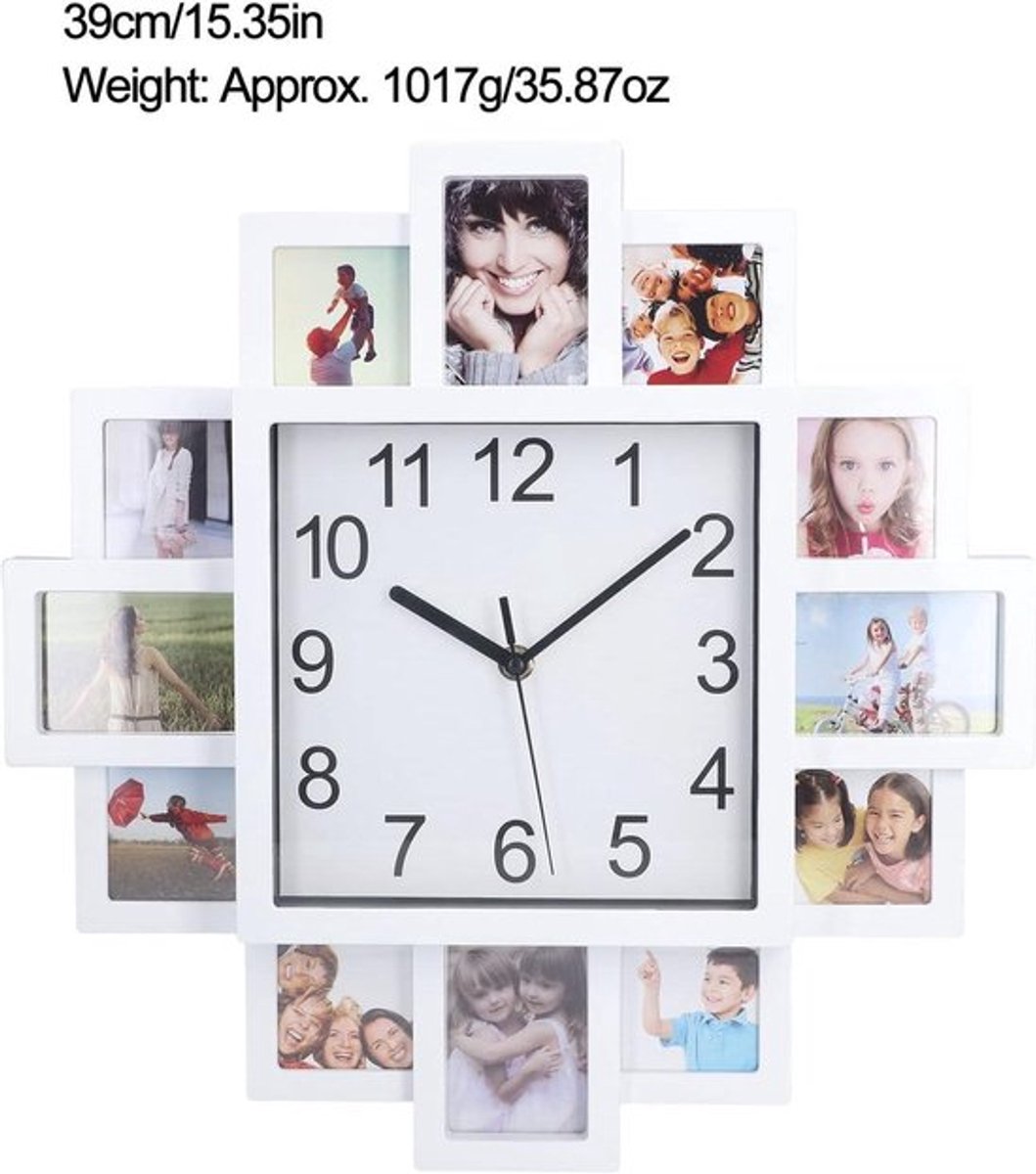 Multi foto wandklok Allecto Plus 15,4 inch wit
