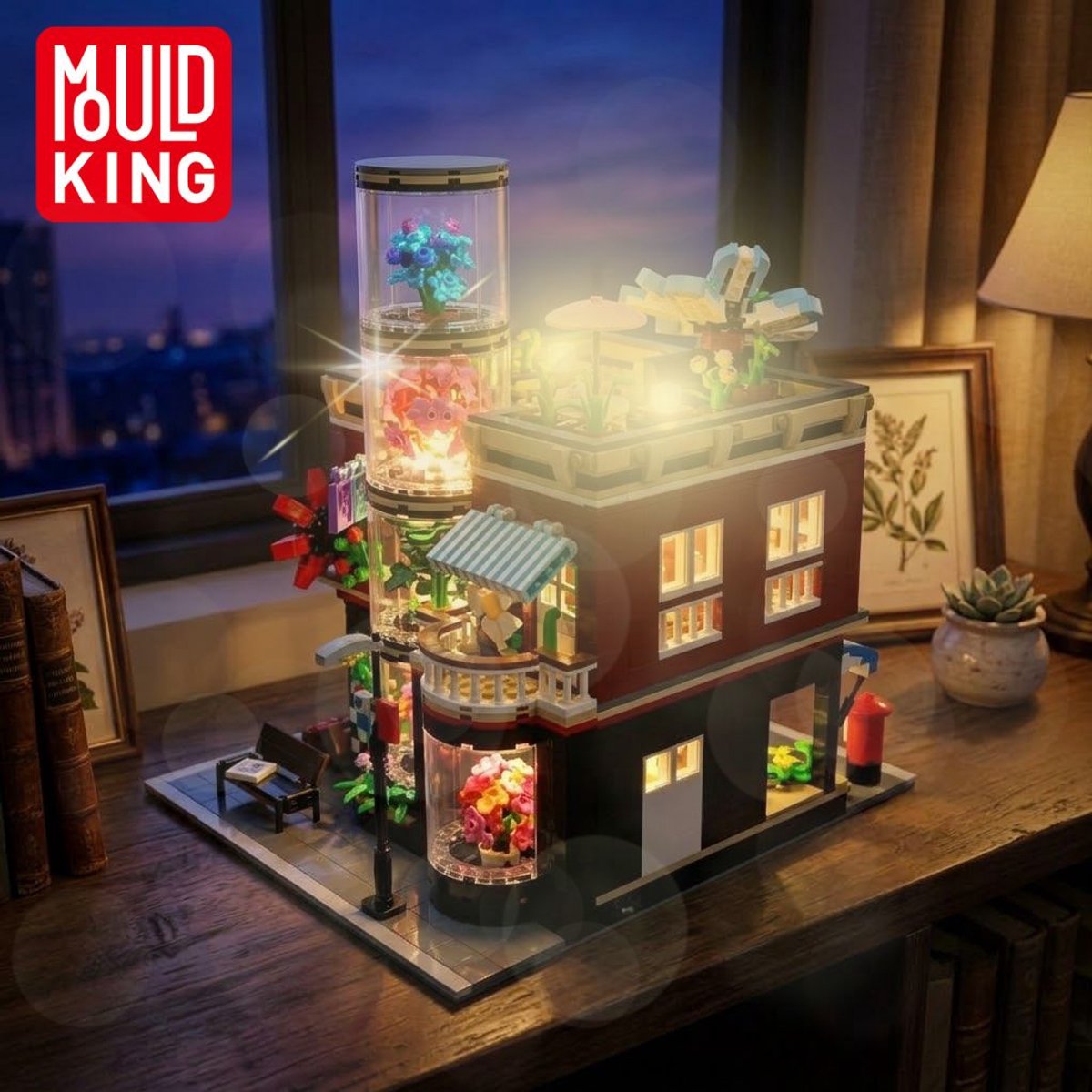 Mould King 16056 Bloemen Winkel bouwset | Botanical modulair architecture modelbouw | Classic creator STEM educatief speelgoed bouwpakket voor volwassenen | verlichtingen niet geschikt voor Lego | Bouwdoos met 2291 bouwstenen — afbeelding 6