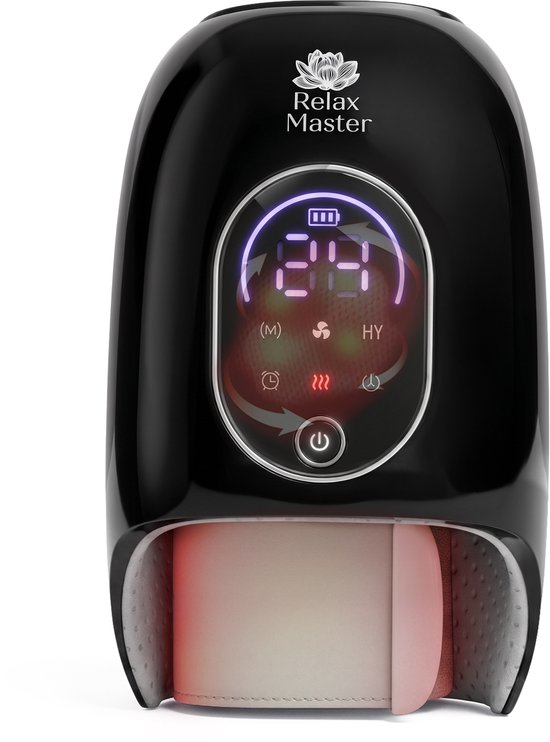 Relax Master Handmassage Apparaat - Met Warmte & Luchtcompressie - Geschikt bij Artrose/RSI/Reuma - Draadloos - Zwart