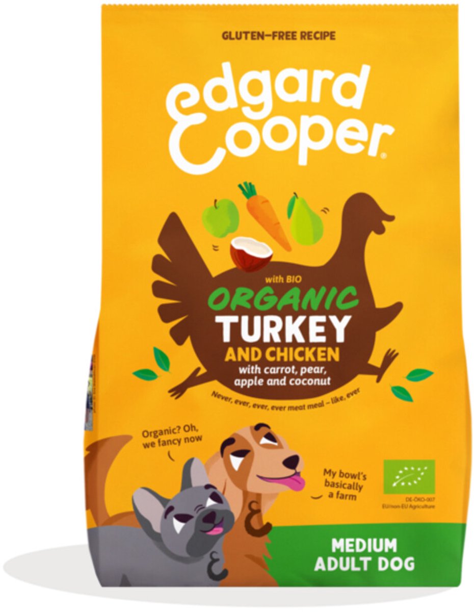 Bol.com Edgard & Cooper Adult Hondenbrokken Voor Medium Honden, Biologische Kalkoen& Kip 7Kg, Biorecept Met Vers Vlees Vol Eiwit... aanbieding