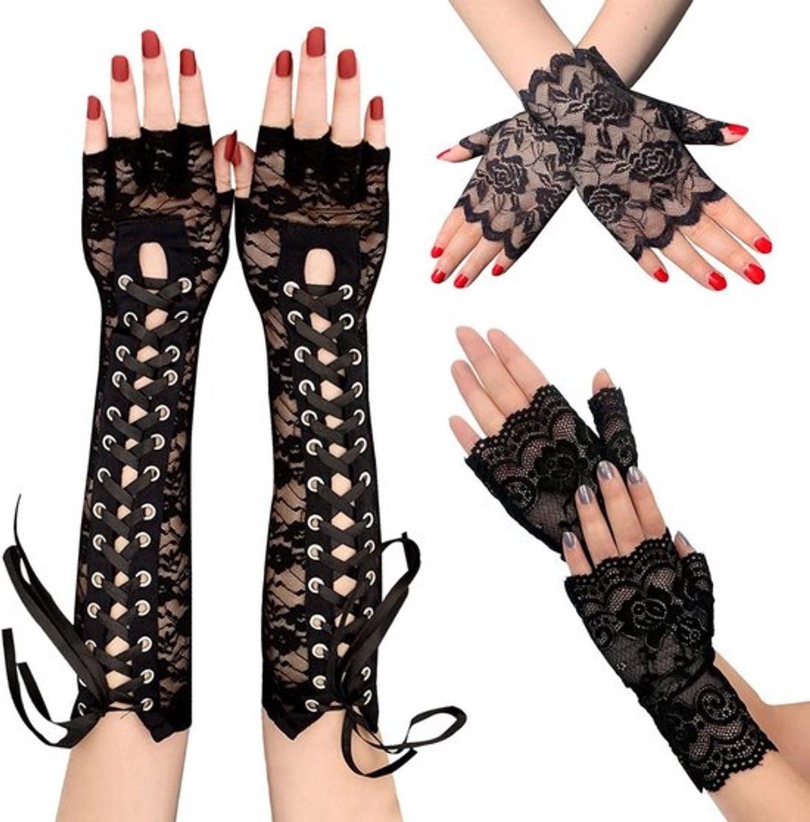 Set vingerloze handschoenen lange staart Allecto Plus 3 paars["$"]