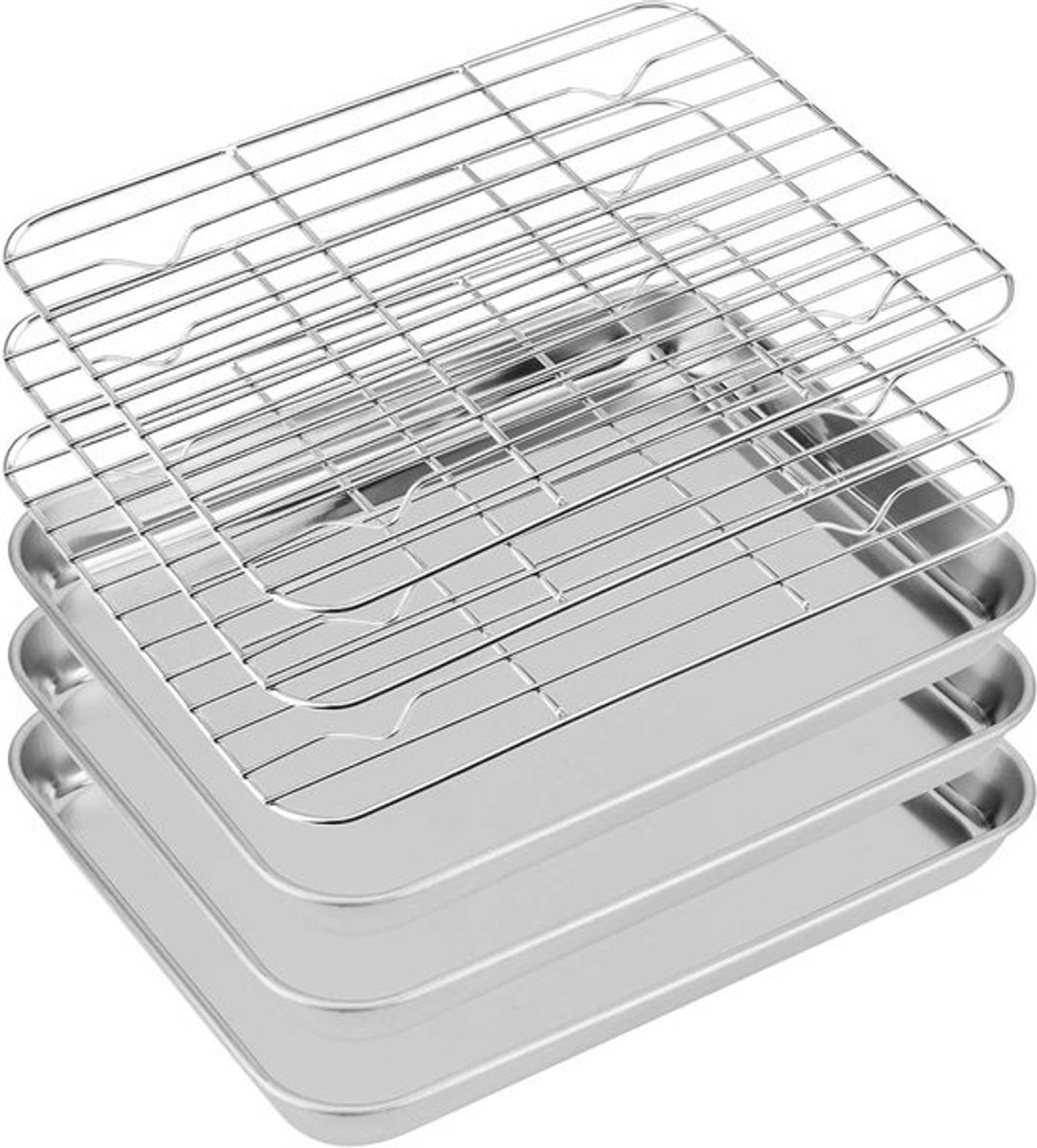 Grillrek en bakplaat set van 3 voor barbecue en camping