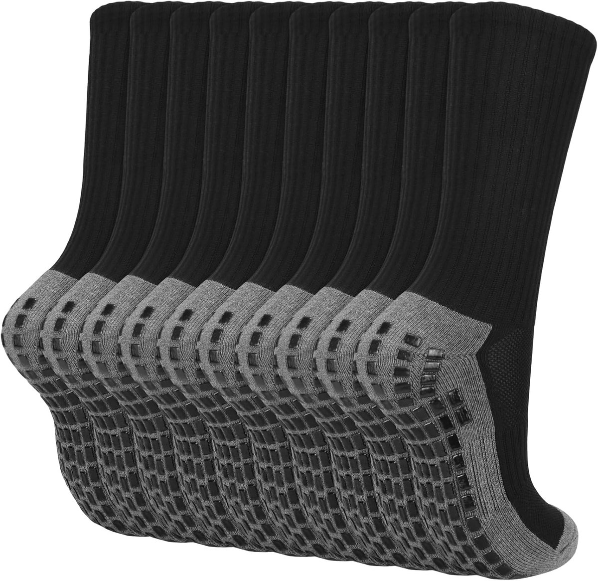 Voetbalsokken Heren - Grip Sportsokken - Sporten en Trainen - Antislip Siliconen Pads - Maat 43-46 - Wit Zwart