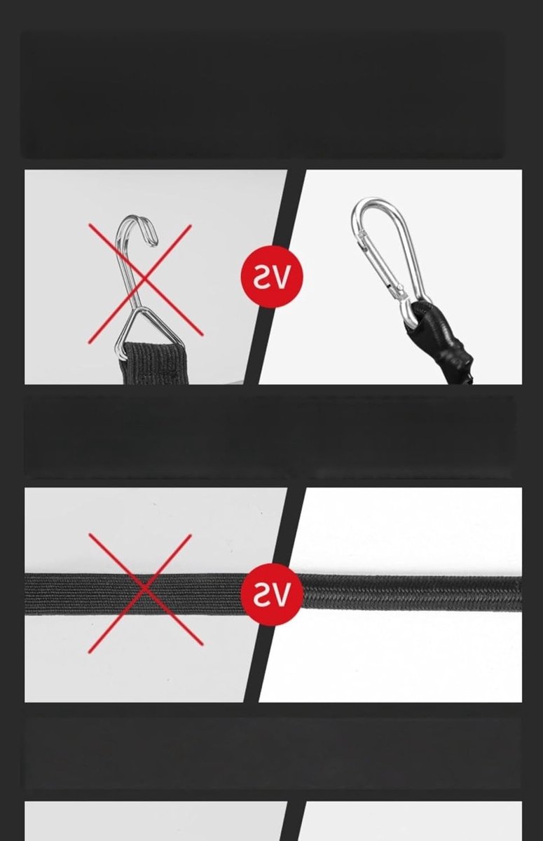 4 m Stretch Rubber met Carabiner Haak - Elastische Spanband voor Bagage, Handtruck en Motorhome, Ideaal voor Kamperen en Transport