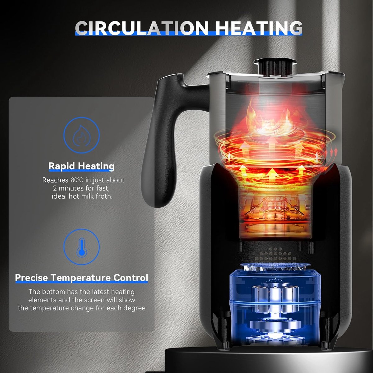 Elektrische Melkopschuimer 600 ml - 5-in-1 Automatische Melkopschuimer met Temperatuurcontrole - Voor Warm en Koud Schuim, Latte en Cappuccino — cadeau in Kookcadeaus - foto 4