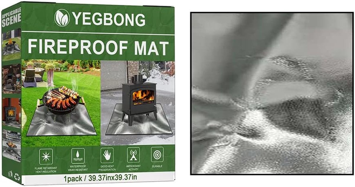 Vuurkorf Mat - Brandwerende Onderlegger - Terras Beschermen - Hittebestendig tot 500°C - 100x100 cm - Zwart