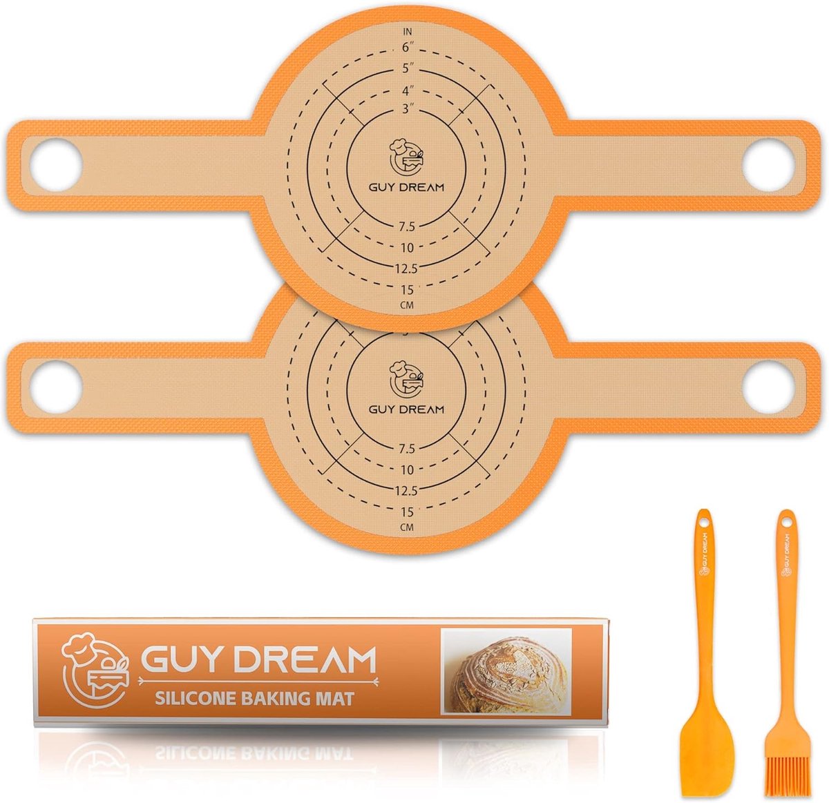 Bakmat voor - Brood Sling - Brood Bakken - Met Lange Handvatten - 21 cm Rond - Oranje