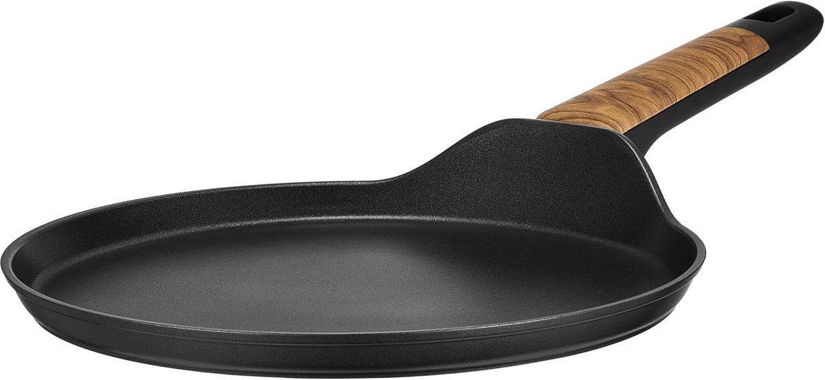 Pan voor Pannenkoeken - Crepe Pan - Lekkere Pannenkoeken Bakken - Geschikt Voor Alle Warmtebronnen - Inductie - Zwart