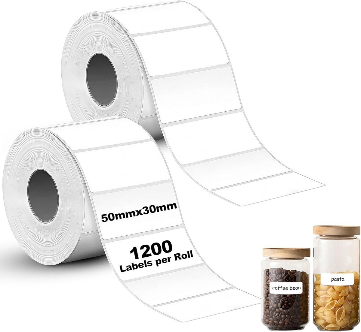 Verwijderbare Thermische Etiketten - Wit - Zelfklevend - Waterdicht en Oliebestendig - Voor Organisatie en Labeling
