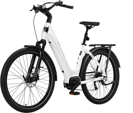Elektrische Fiets TTGO Z5 - 250W MiddenMotor Stadsfiets - 36V18Ah Accu - 27.5 Inch Banden - Max Snelheid 25km/u - Max Bereik 110-130km - Shimano 9 Versnellingen - Wit