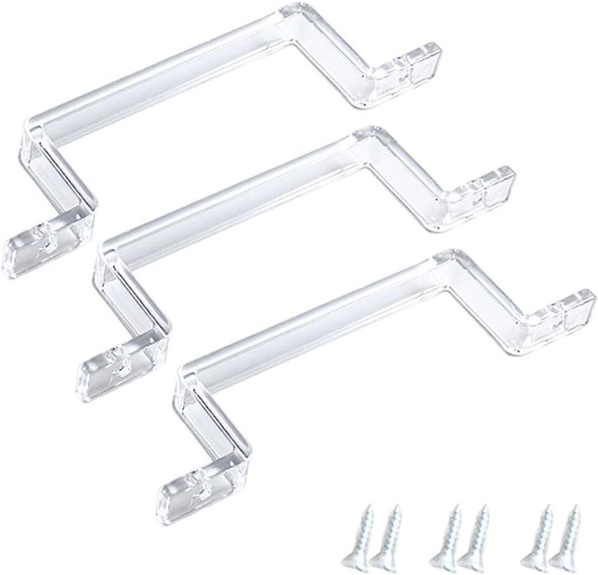 Set van 3 heldere acryl meubelhandgrepen voor keukenkastdeuren, ladeknoppen en badkamerkasten - 180x18x54mm