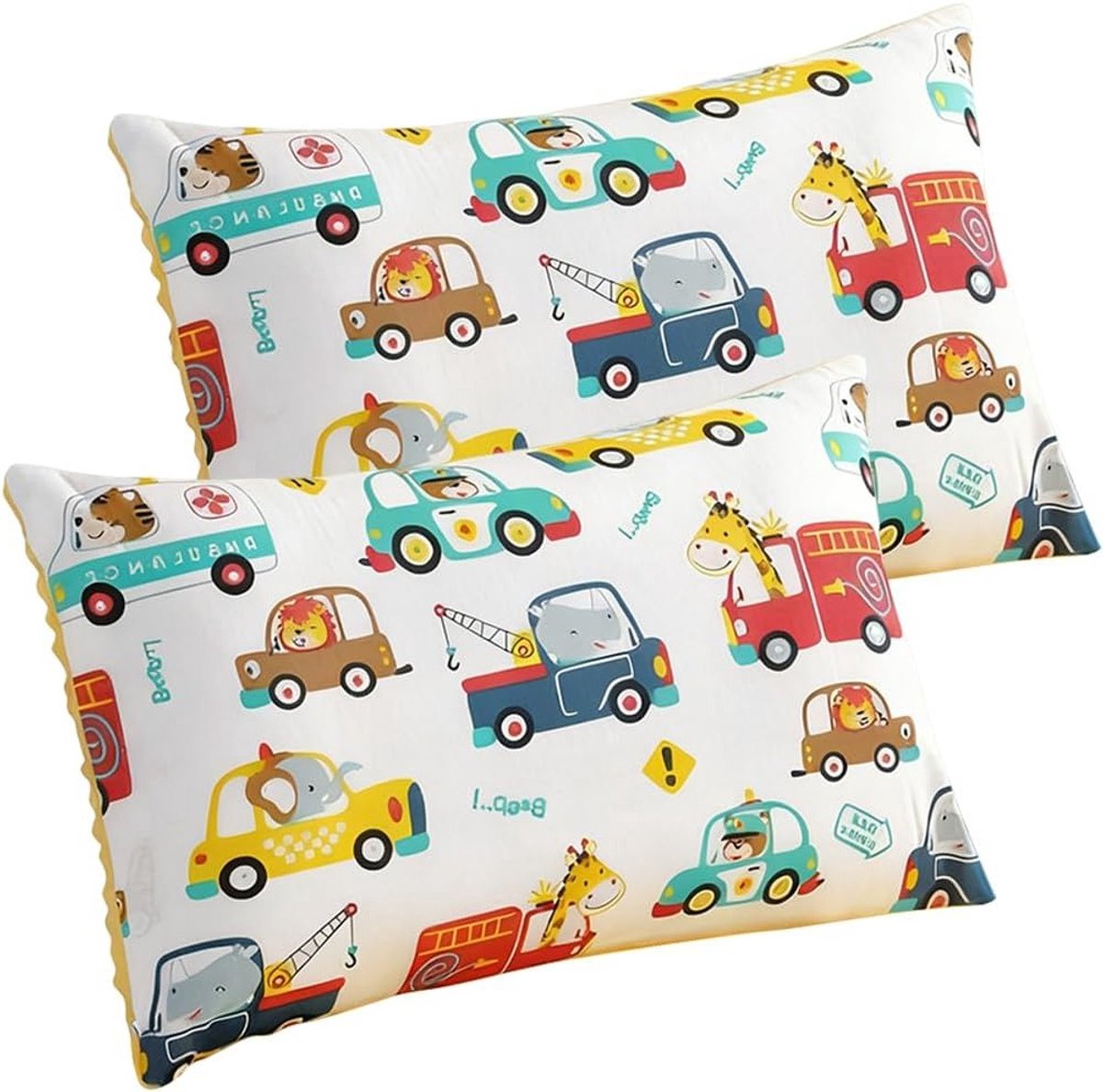 Set van 2 Kinder Kussenslopen 100% Katoen 30x50cm Zacht Ademend Kussenhoes voor Jongens en Meisjes
