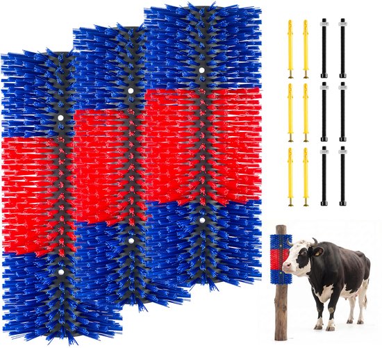 VEVOR Krabborstel 43x19 cm, Veeborstel 3-delig incl. 12 Schroeven, Krabborstel voor Het Verlichten van Rugjeuk, Massage- en Verzorgingskrabtool voor Paarden, Runderen, Schapen en Varkens, Blauw & Rood VEVOR Krabborstel 43x19 cm, Veeborstel 3-delig incl. 12 Schroeven, Krabborstel voor Het Verlichten van Rugjeuk, Massage- en Verzorgingskrabtool voor Paarden, Runderen, Schapen en Varkens, Blauw & Rood