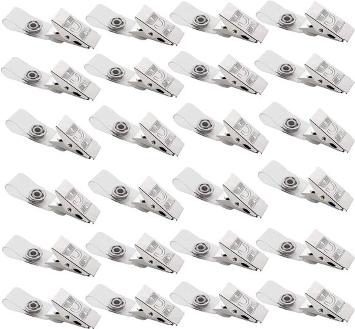 Allecto Plus - Metalen badgeclips met heldere pvc-bandjes 50 stuks - Krokodil clips