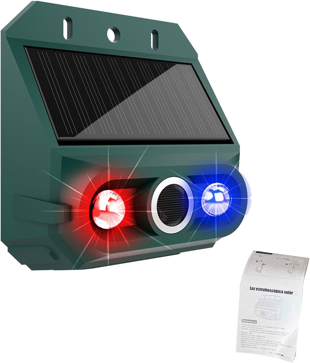 Zonne Alarm - Bewegingsmelder Sirene - Buiten Beveiliging - 129dB Sirene Knipperlicht - 10 x 8 x 6 cm - Wit