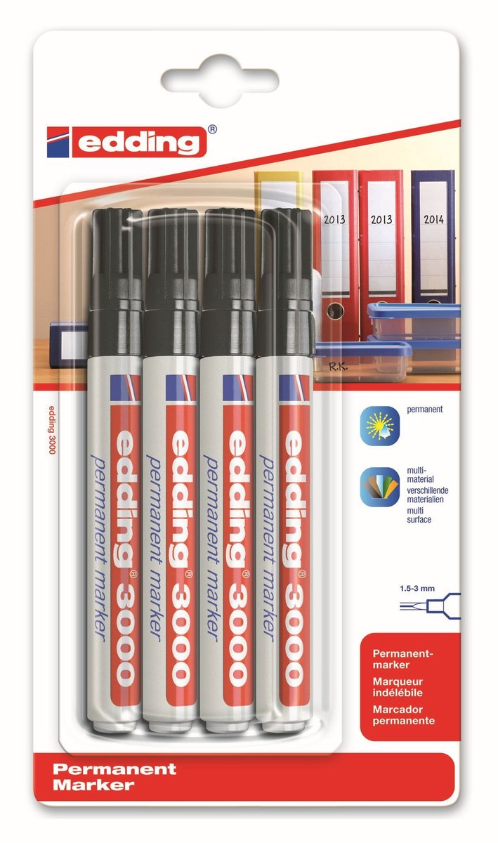 Viltstift edding 3000 rond 1.5-3mm zwart | 10 stuks