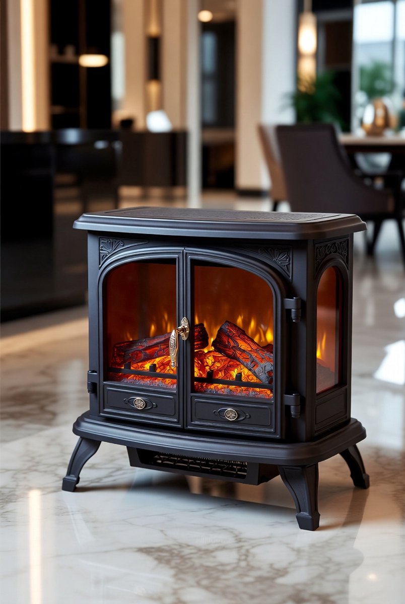 Dimplex Optiflame Tango Vrijstaande Elektrische Sfeerhaard 2KW – Klassieke Gietijzer Look LED Vlamhaard met Realistisch Houtskoolbed, Thermostaat, Afstandsbediening, 1–2 kW Verwarming – Medahomestore