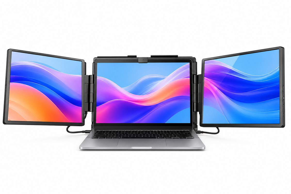 HomeGoodies - Portable monitor - Laptopschermen - Drievoudig beeldscherm - Past op 13-17 inch - Voor Mac, Windows Chrome - Universeel