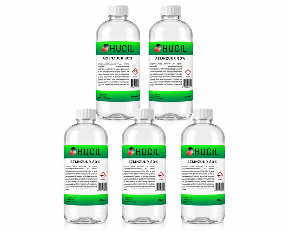 Azijnzuur 80% - 5x1 liter - acetic acid - schoonmaak azijn