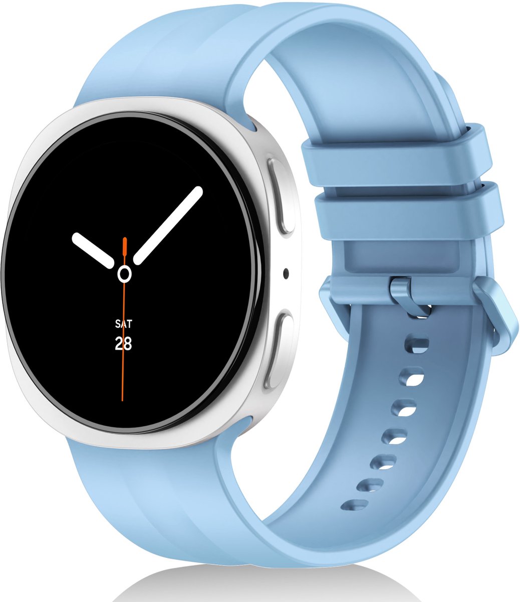 Stravo Zacht Siliconen Sport Bandje – Geschikt voor Samsung Galaxy Watch 9 (40/44mm) / Watch 8 (40/44mm) / 8 Classic (46mm) – M/L – Lichtblauw