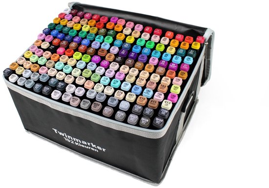Timmers trading Twinmarkers 216 stuks – Professionele alcohol markers – Dubbelzijdige dual tip markers – alcohol stiften – markeerstiften