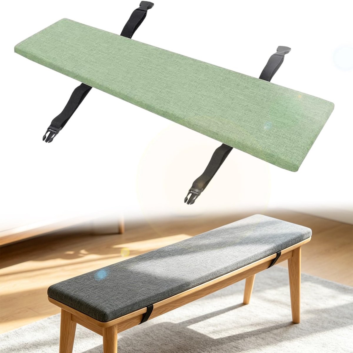 Bankkussen - Zitkussen - Buiten Zitten - Afneembare Hoes - 90x35x5CM - Groen