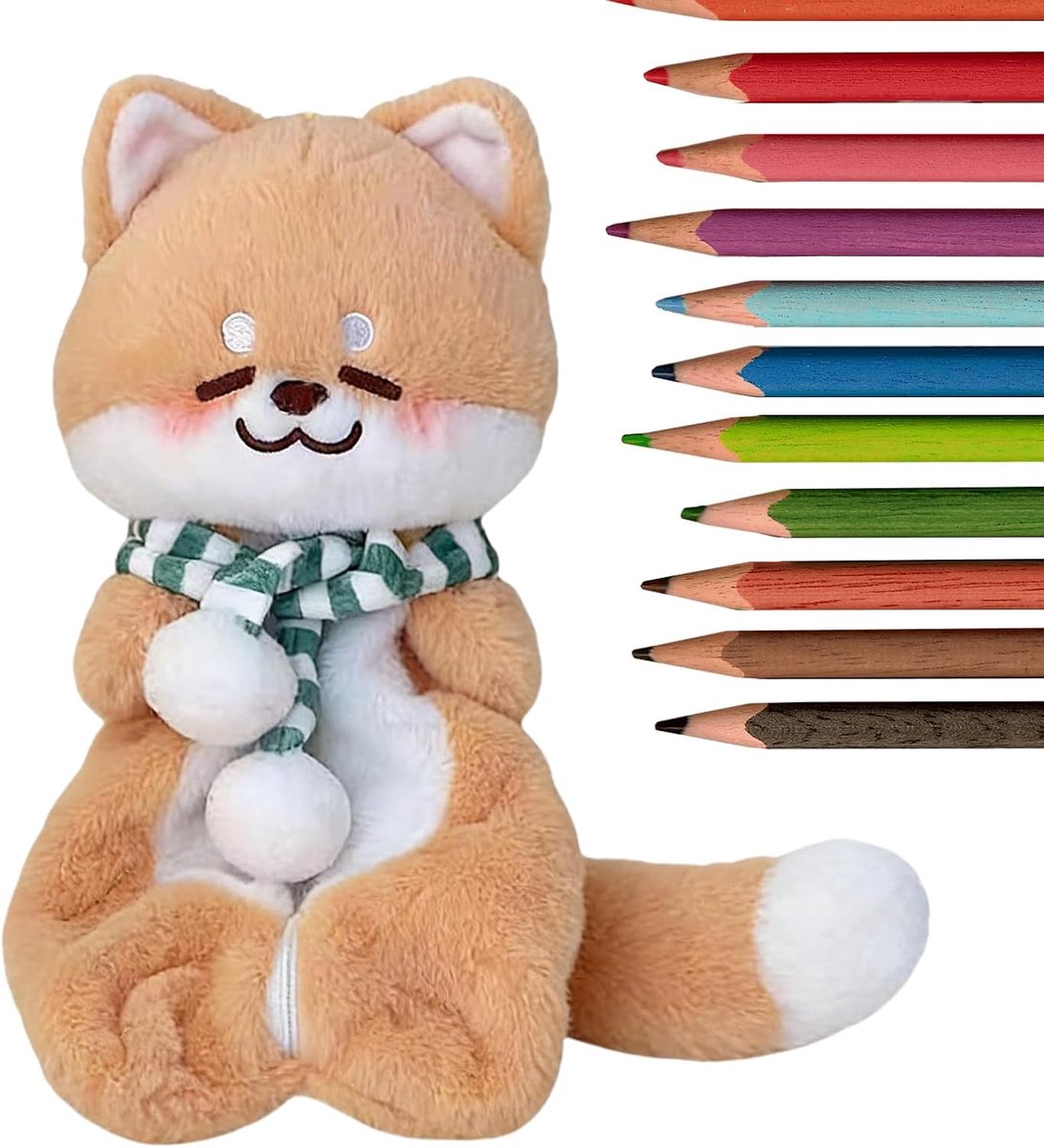 Pluche Pennenetui - Etui Tekeningen - Schrijfwaren Opbergen - Schattig Puppypatroon - 30 cm - Meerkleurig