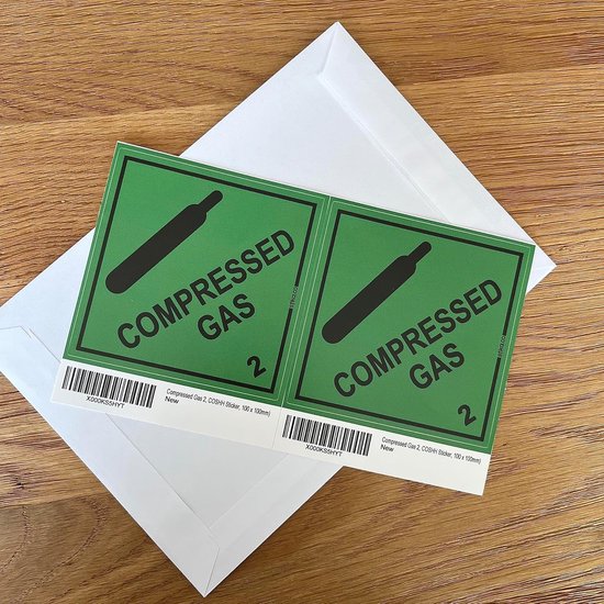 Gevarendiamant Sticker - Gas Label - Veiligheid Aangeven - BS EN ISO 7010 - 100x100mm - Wit — afbeelding 2
