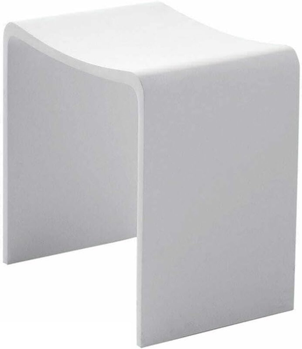 Douchekruk - Badkamerkrukje - Comfortabel Douchen - Solid Surface Materiaal - 40x40x42.5cm - Wit