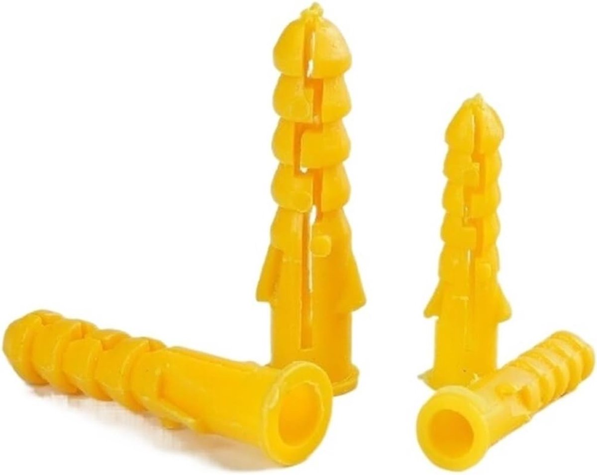 Plastic Ankers - Expansiebussen - Bevestigen van objecten - Anti-draai ontwerp - M6X80mm 200 stuks - Geel
