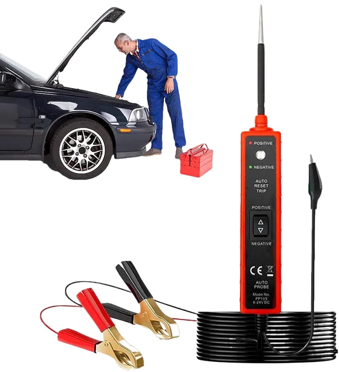 Stroomkring Tester - Spanning Detector - Auto Elektronica - Polariteit Identificatie - 27 cm - Multicolor