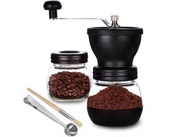 Handmatige Koffiemolen - Koffiemolen Met Pot - Verse Koffie Maken - Verstelbare Maalgraad - 2 Glazen Potten - Transparant