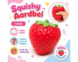 Aardbei Squishy Speeltje – 1 Stuk – Zachte Strawberry Squishy – Squeeze – Anti Stress Fidget Toy – Rood - 9 cm