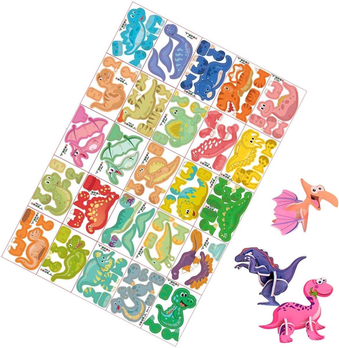 3D Puzzel Kinderen - Papieren Puzzel - Creatief Leren - Lijmvrij Ontwerp - 25 Modellen - Dinosaurus Thema