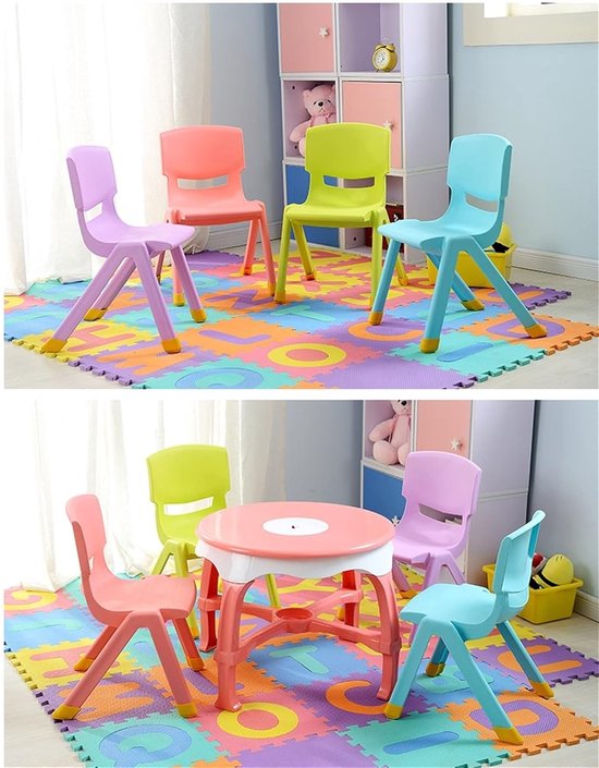 Kinder Tafel en Stoel Set - Kindermeubels Set - Spelen en Leren - Stapelbaar en Lichtgewicht - 53cm - Transparant van Kinder — afbeelding 2