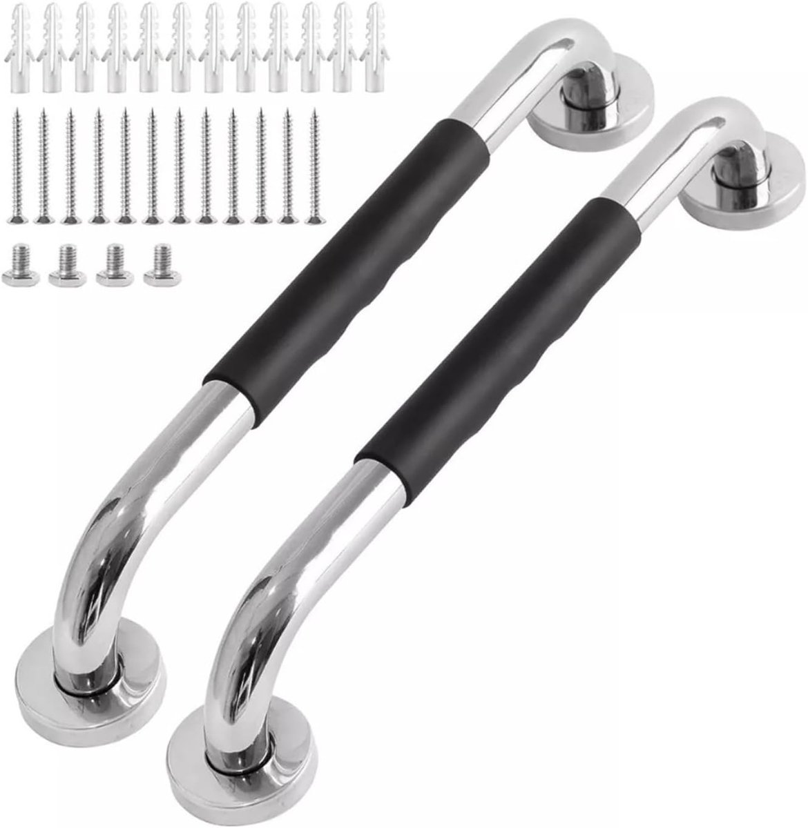 Grijpstang Set - Veiligheidshandgrepen - Stabiliteit Thuis - Roestvrij Staal - 2 x 40cm - Zilver