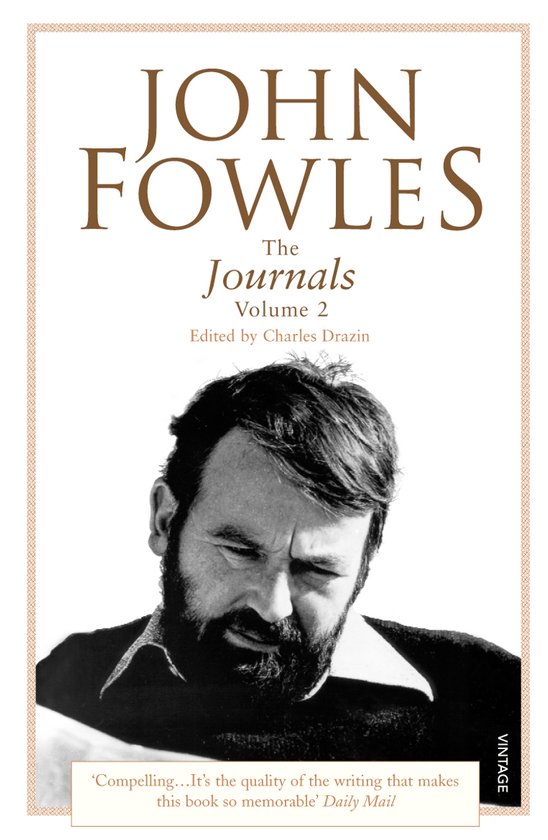 Boek "John Fowles The Journals Volume 2", met portret van John Fowles.