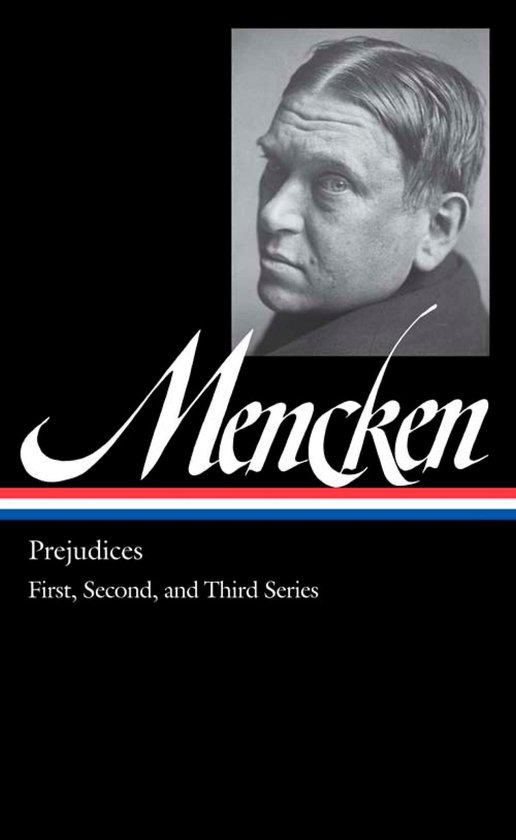 Couverture du livre avec un portrait de H.L. Mencken et le titre 'Prejudices'.