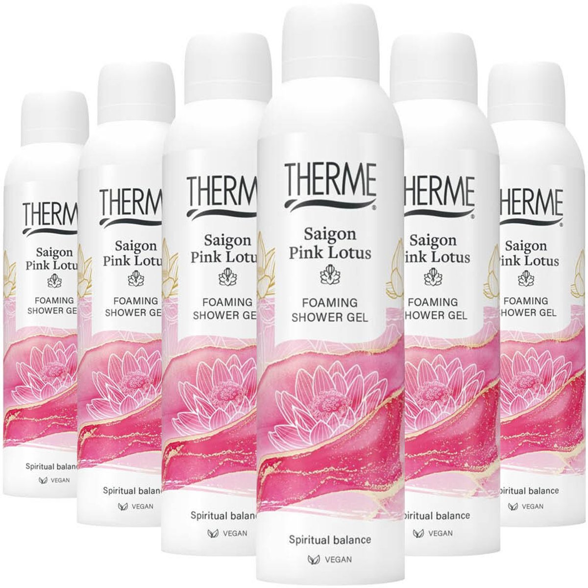 Bol.com Therme Saigon Pink Lotus Foaming Shower Gel - 6 x 200 ml - Voordeelverpakking aanbieding
