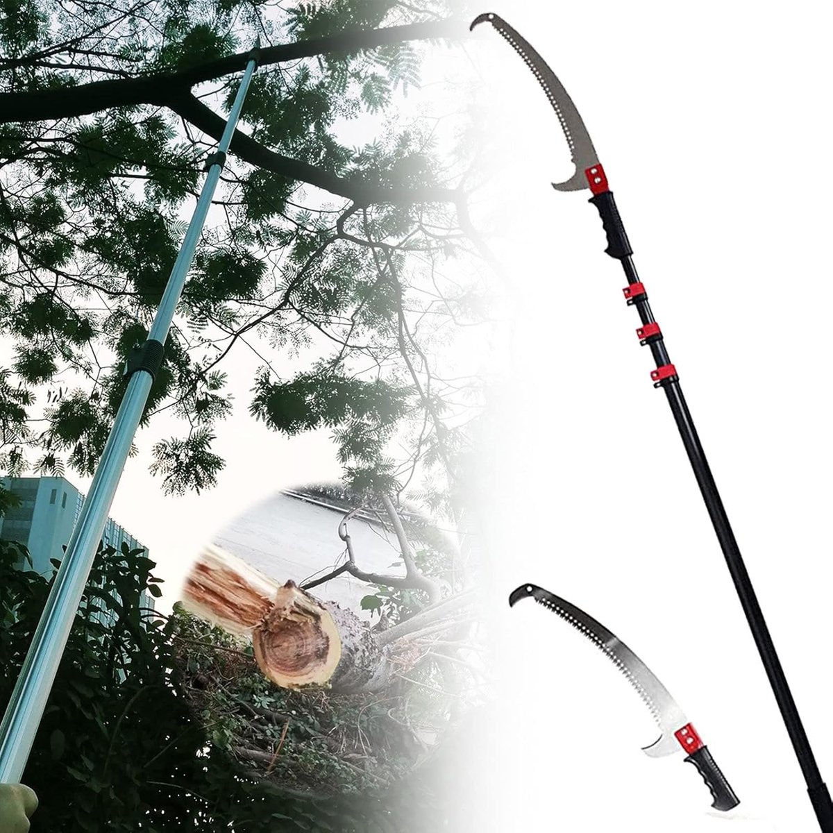 Boomzaag - Takkenzaag - Tuinonderhoud - Telescopische steel - 7.2 meter - Zilver