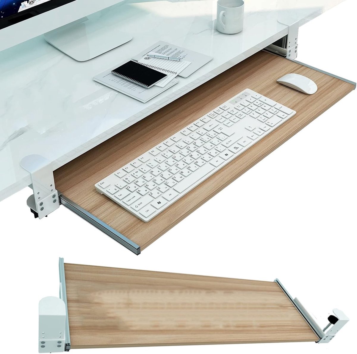 Toetsenbord Lade - Onder Bureau Lade - Werkruimte Organiseren - Gladde Schuifrail - 65x30cm - Roze