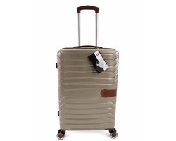 AATravel AAtravel© Reiskoffer - Lichtgewicht Hardcase Trolley - 4 Dubbele 360° Wielen - Cijferslot - 65 cm - 60L - Champagne