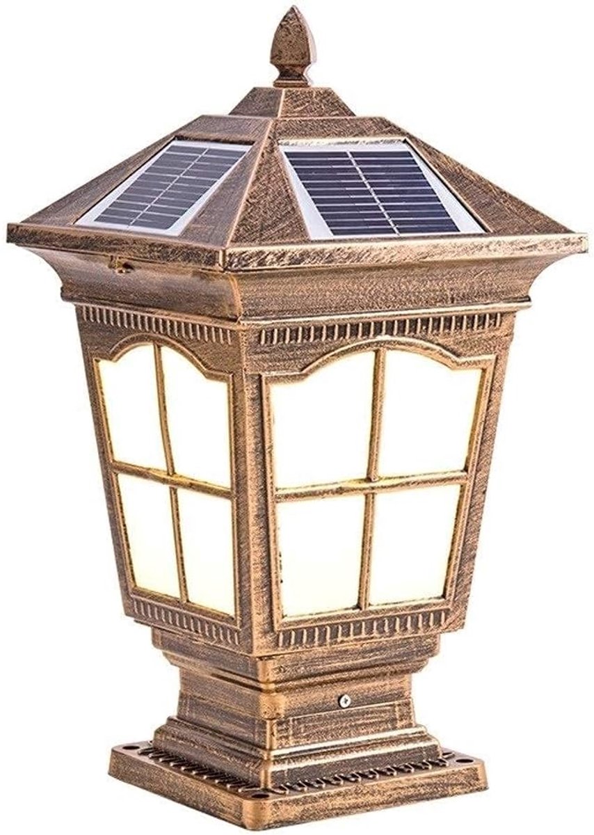 Buiten Zonne-lamp - Tuinverlichting Lantaarn - Landschap Verlichten - Victoriaanse Stijl - IP55 Waterdicht - Glas