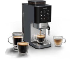 Krups Coffee Crush SA404B - Automatische koffiemachine - Carbon - Compact 15 cm breed - Geschikt voor bonen en gemalen koffie - Stoompijpje