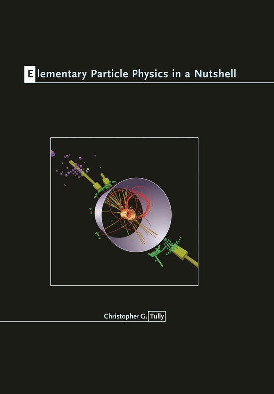 Boekcover met de titel 'Elementary Particle Physics in a Nutshell' en een afbeelding van een deeltjesversneller-botsing.