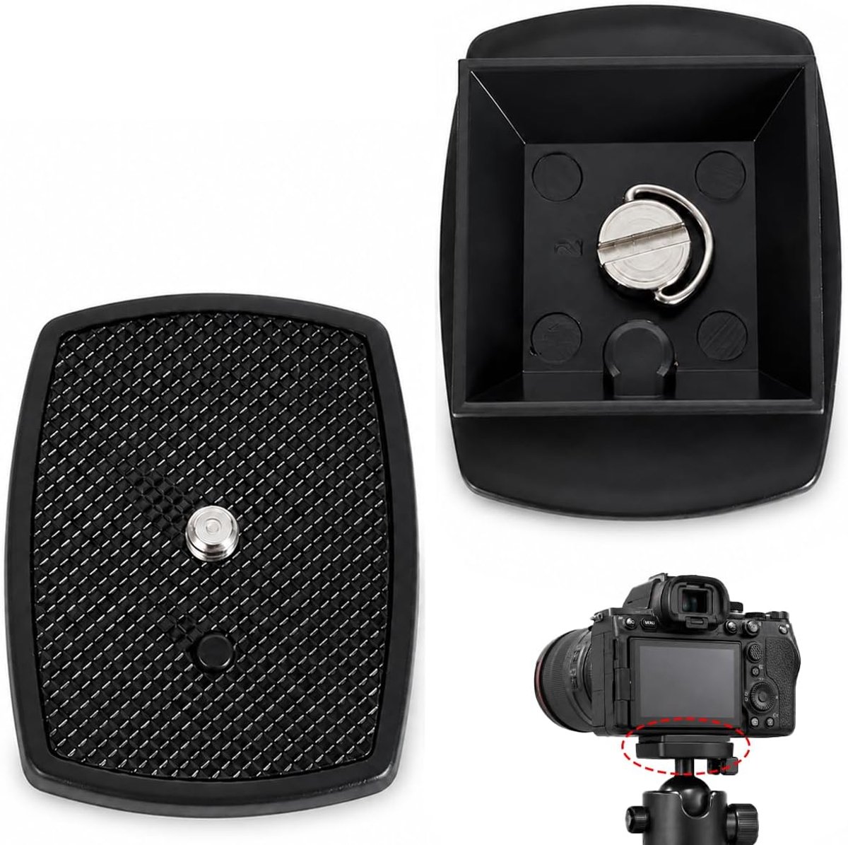 Zolara 2 stuks snelplaat voor camera, universele snelsluitplaat voor camera, ABS-materiaal, basis 43 x 43 mm, voor - ShopVlot